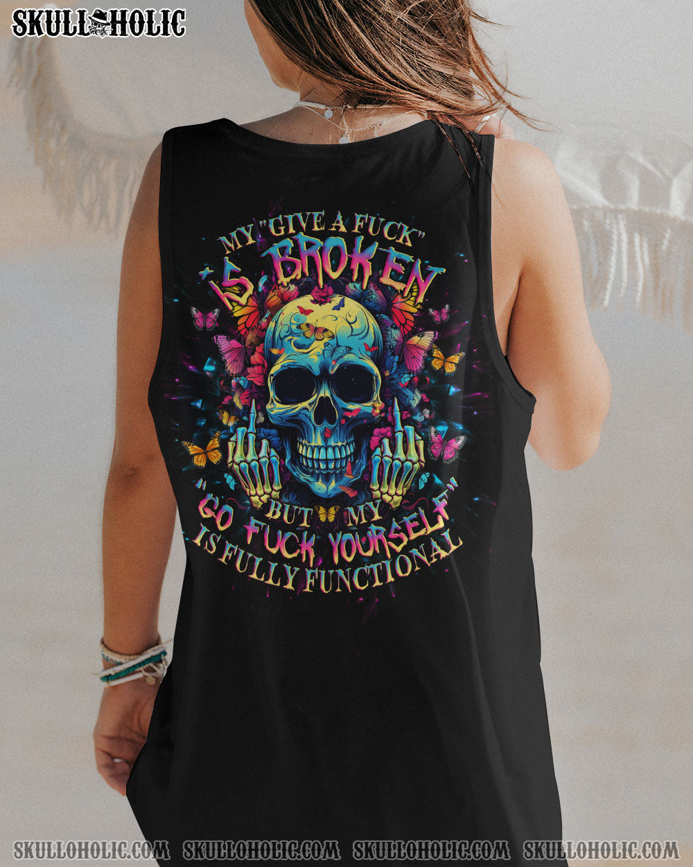 BLISSCORNERS MY GIVE A F IS BROKEN SKULL BUTTERFLY ALL OVER PRINT