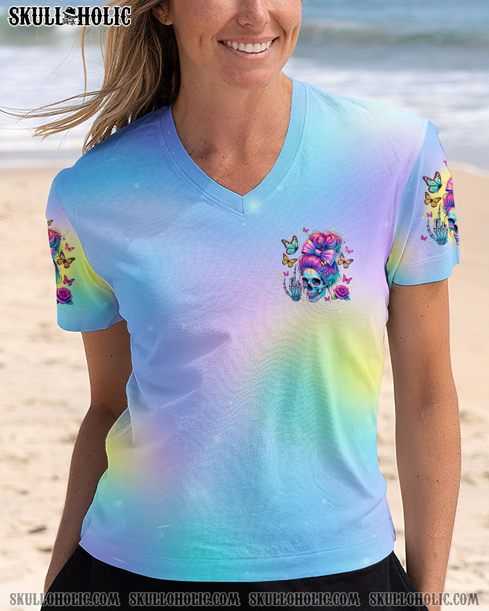 BLISSCORNERS THE GOOD GIRL IN ME SKULL MESSY BUN ALL OVER PRINT
