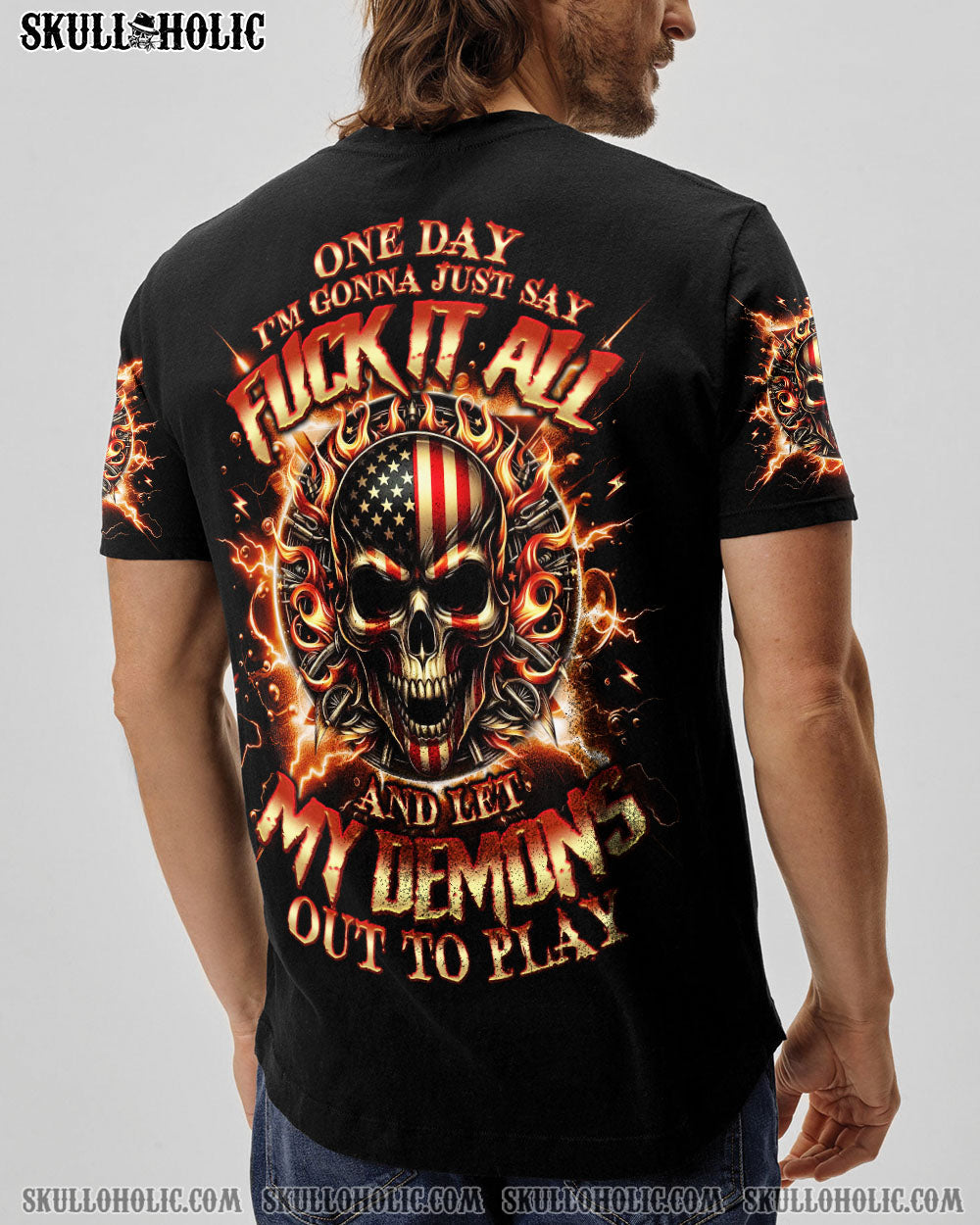 BLISSCORNERS ONE DAY I'M GONNA JUST SAY DEMON SKULL ALL OVER PRINT