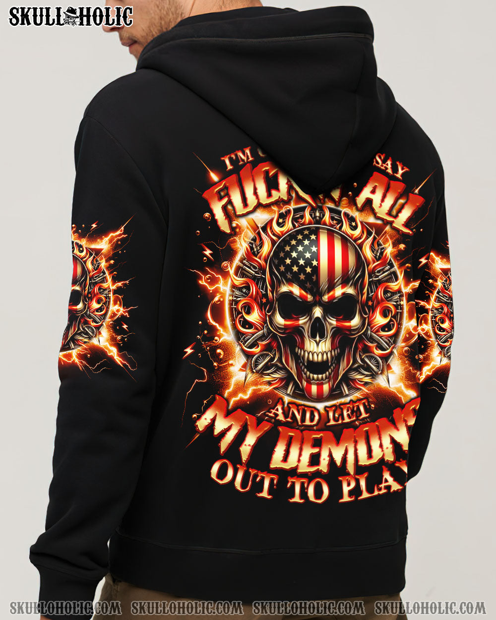 BLISSCORNERS ONE DAY I'M GONNA JUST SAY DEMON SKULL ALL OVER PRINT