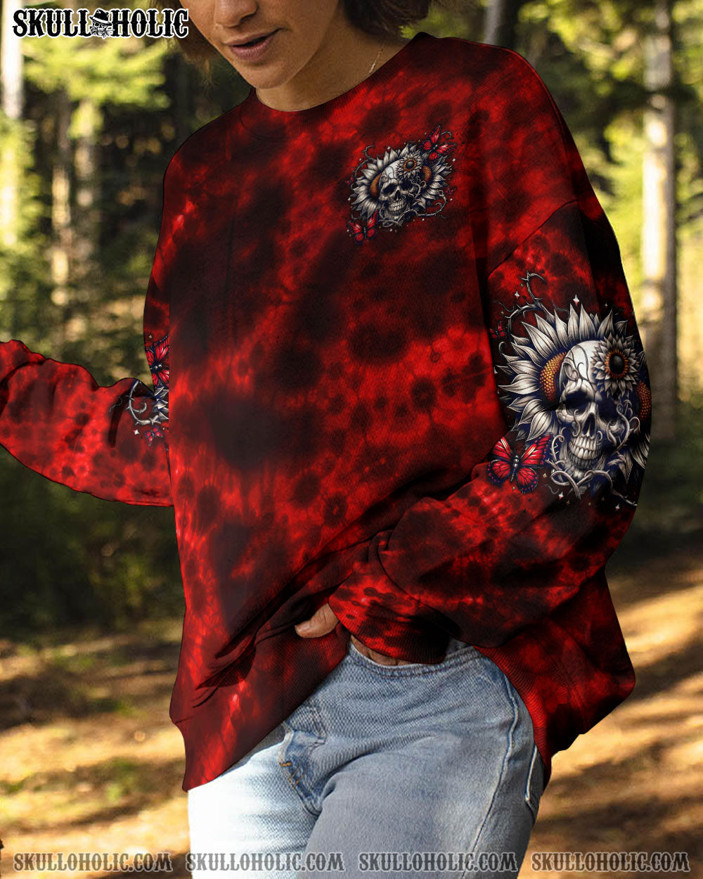 BLISSCORNERS DON'T TRY TO FIGURE ME OUT SKULL SUNFLOWER ALL OVER PRINT