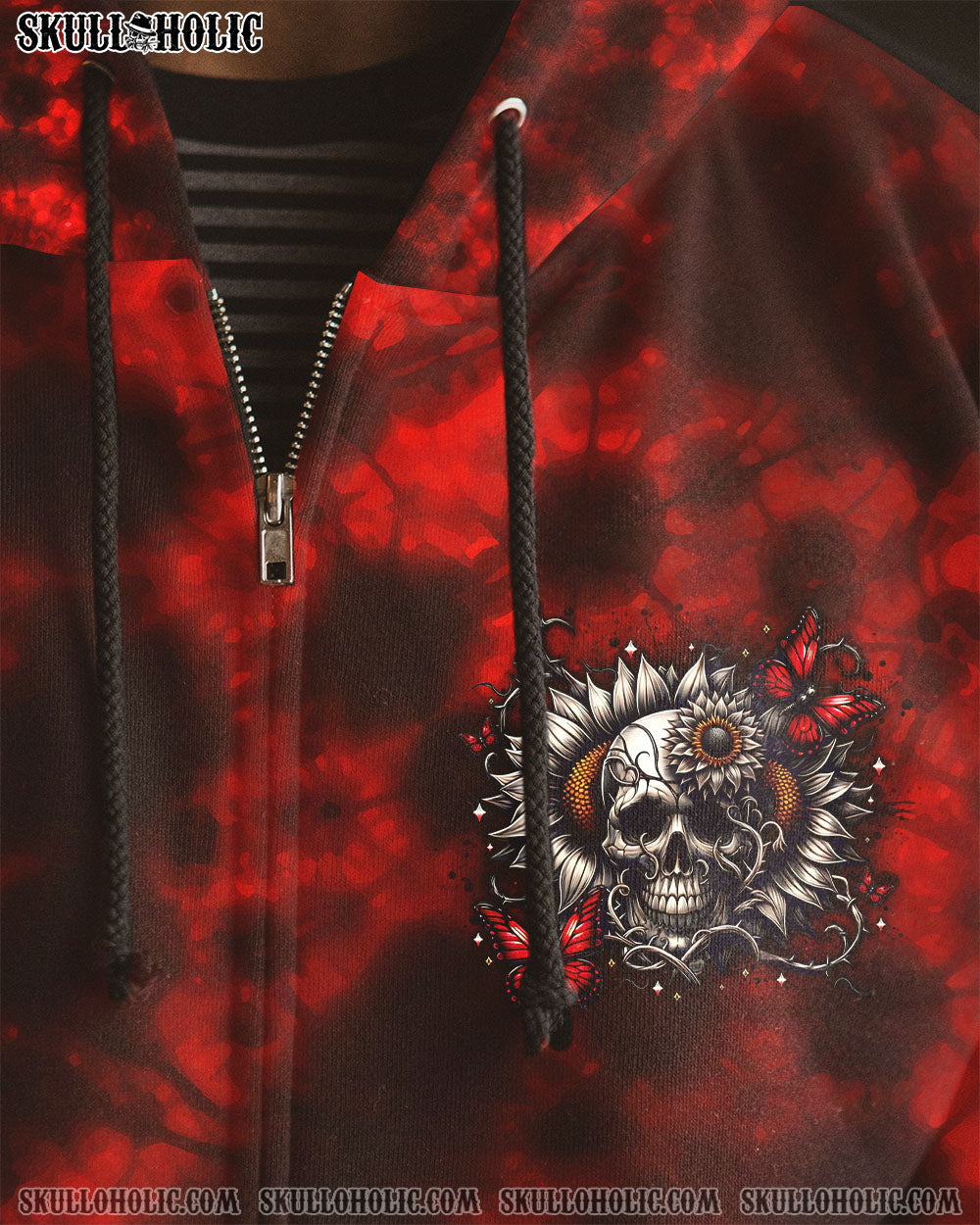 BLISSCORNERS DON'T TRY TO FIGURE ME OUT SKULL SUNFLOWER ALL OVER PRINT