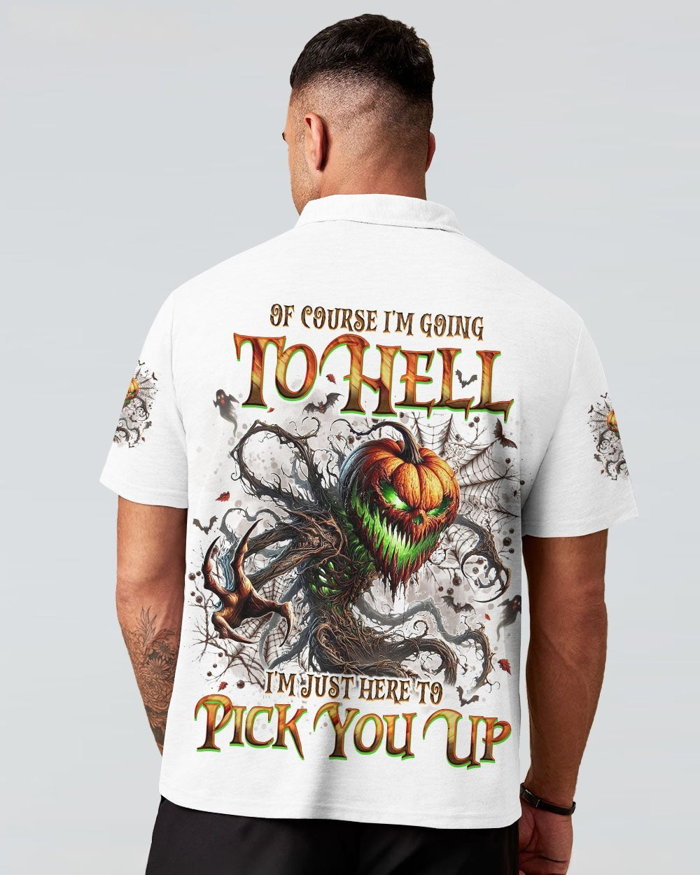 BLISSCORNERS OF COURSE I'M GOING TO HELL SKULL PUMPKINS HALLOWEEN ALL OVER PRINT