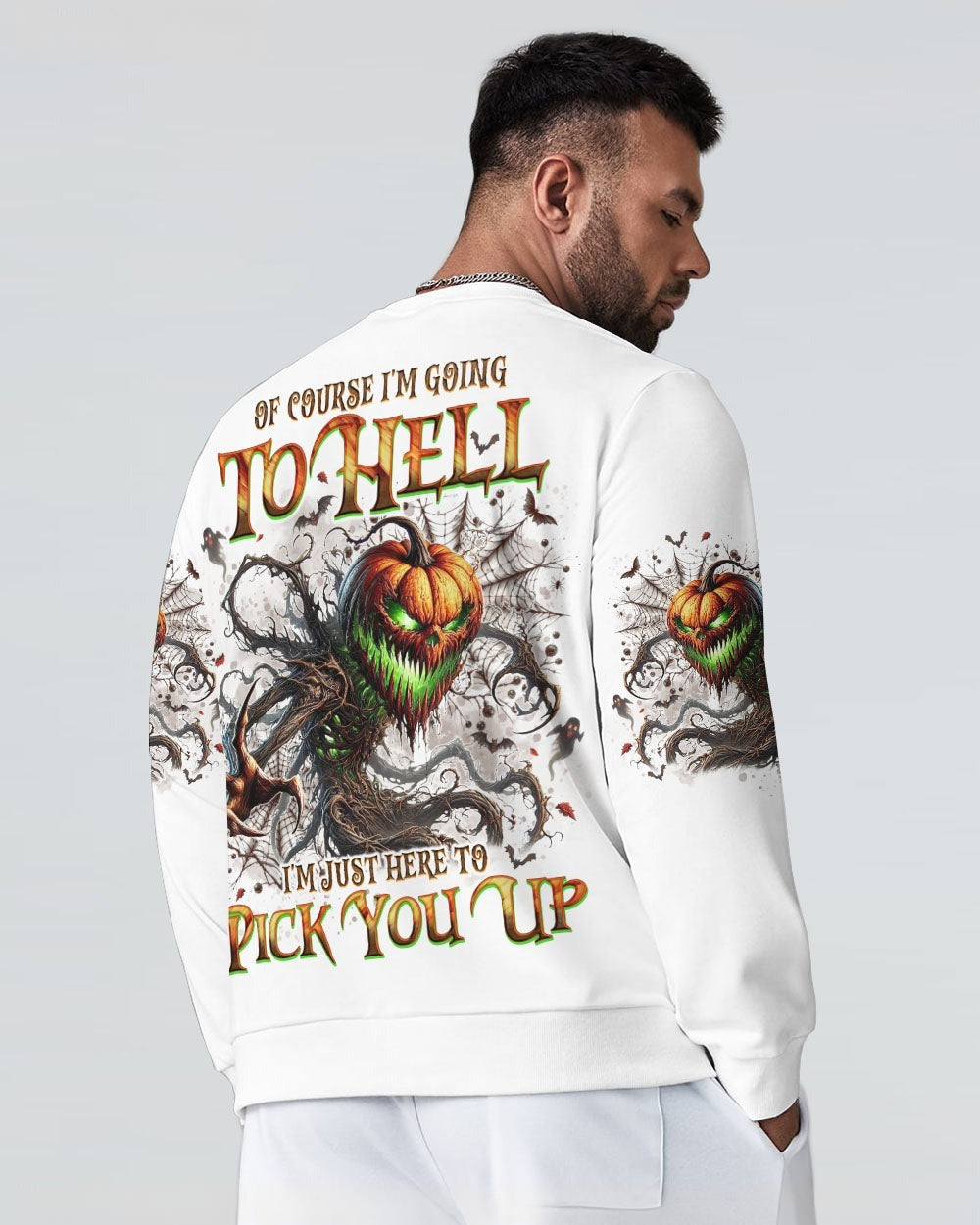 BLISSCORNERS OF COURSE I'M GOING TO HELL SKULL PUMPKINS HALLOWEEN ALL OVER PRINT