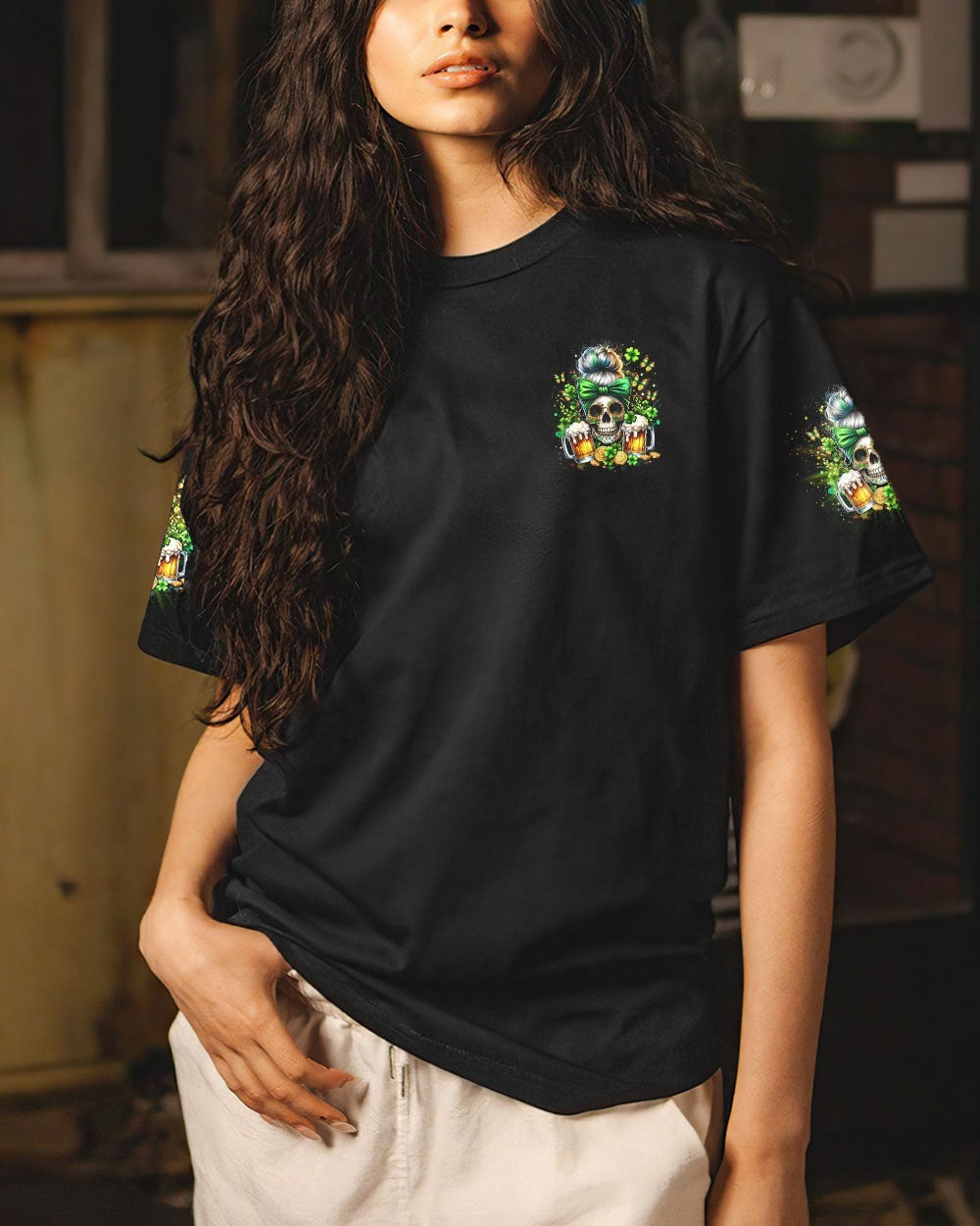 BLISSCORNERS THE GOOD GIRL IN ME MESSY BUN SKULL ALL OVER PRINT