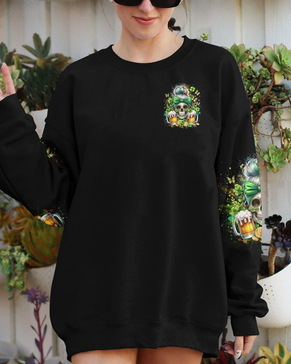 BLISSCORNERS THE GOOD GIRL IN ME MESSY BUN SKULL ALL OVER PRINT