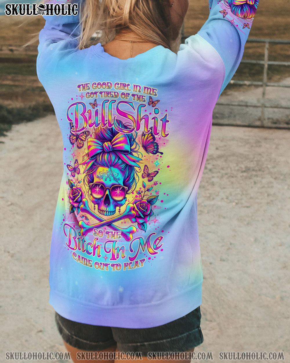 BLISSCORNERS IT'S GOING TO BE ONE OF THOSE DAYS SKULL MESSY BUN ALL OVER PRINT