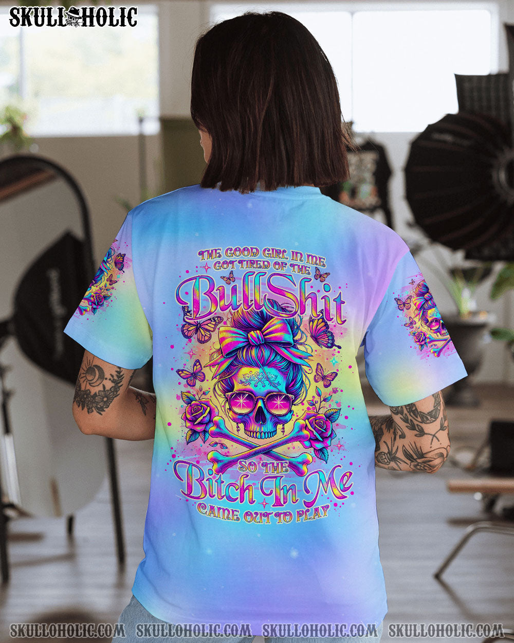 BLISSCORNERS IT'S GOING TO BE ONE OF THOSE DAYS SKULL MESSY BUN ALL OVER PRINT