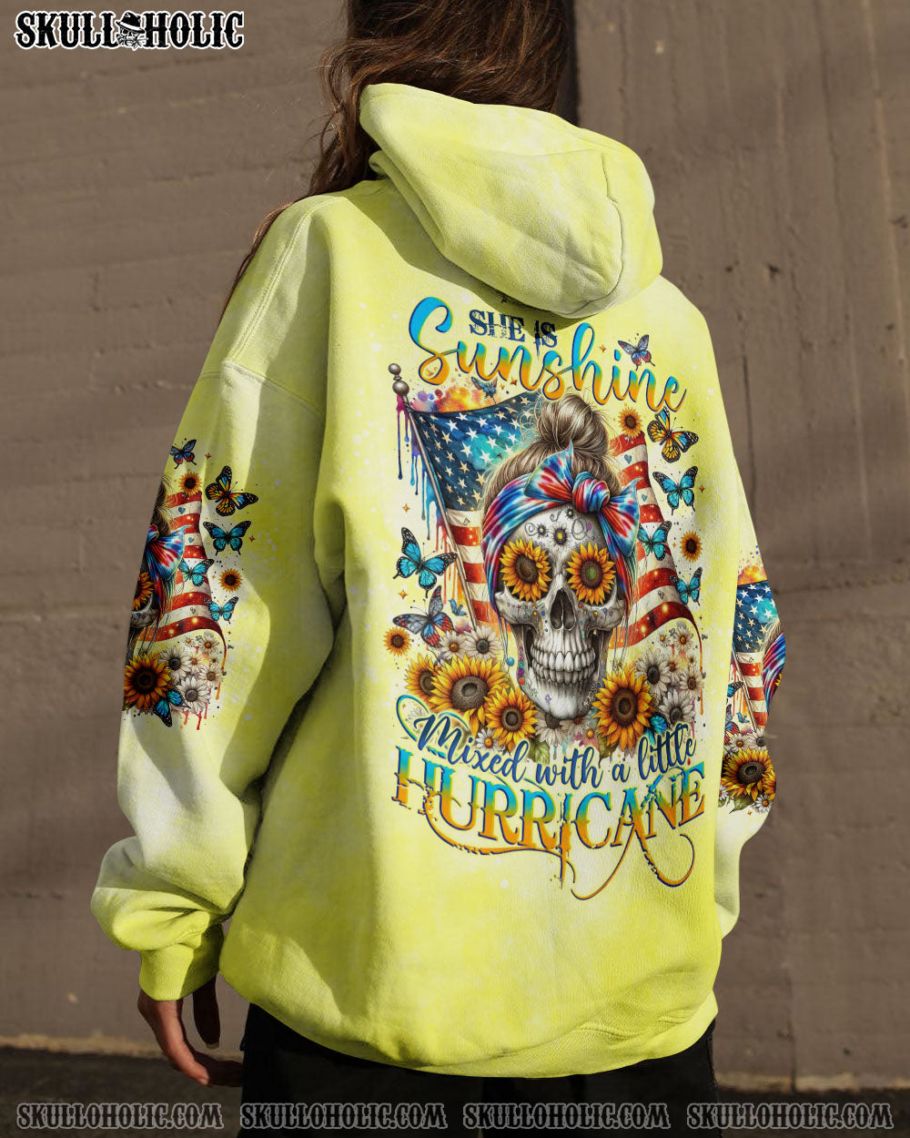 BLISSCORNERS SHE IS SUNSHINE FLAG SKULL ALL OVER PRINT