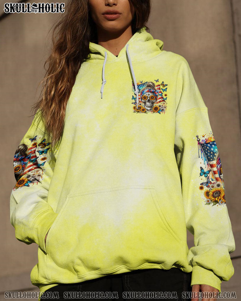 BLISSCORNERS SHE IS SUNSHINE FLAG SKULL ALL OVER PRINT