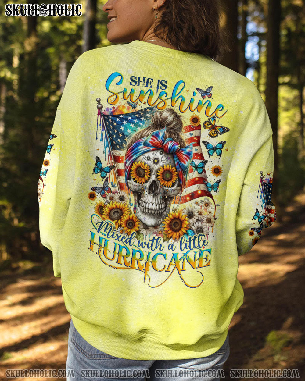 BLISSCORNERS SHE IS SUNSHINE FLAG SKULL ALL OVER PRINT