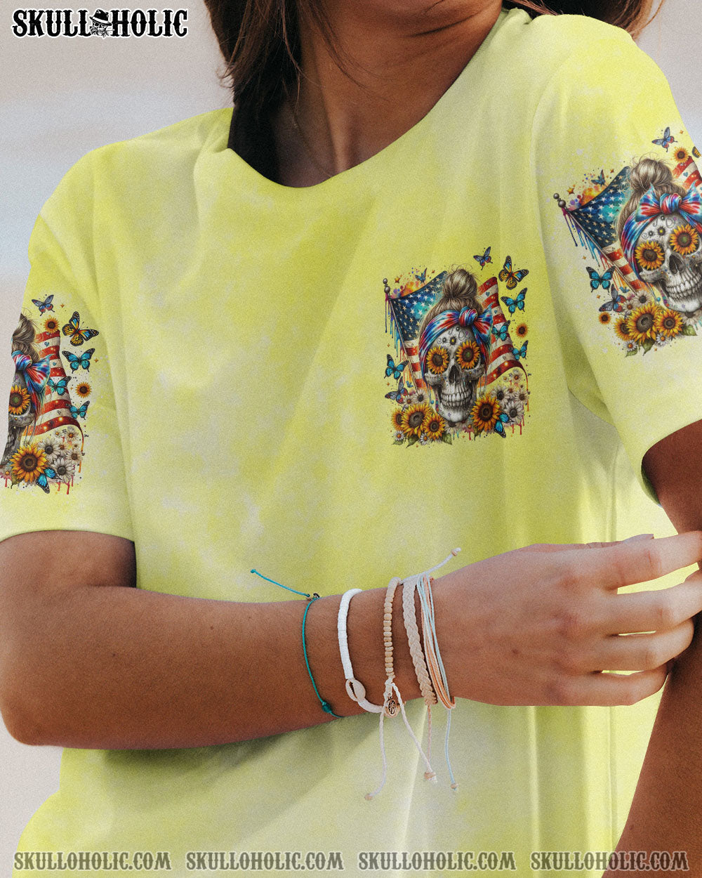BLISSCORNERS SHE IS SUNSHINE FLAG SKULL ALL OVER PRINT