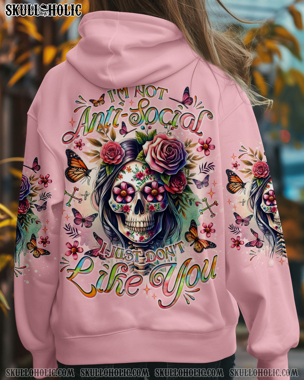 BLISSCORNERS I’M NOT ANTISOCIAL I JUST DON’T LIKE YOU SKULL ALL OVER PRINT