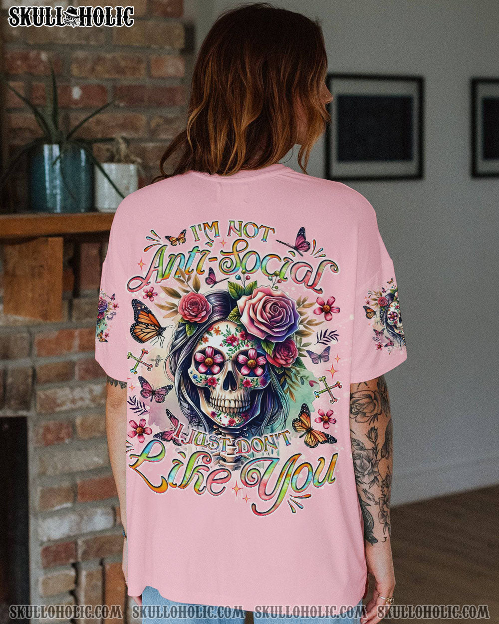 BLISSCORNERS I’M NOT ANTISOCIAL I JUST DON’T LIKE YOU SKULL ALL OVER PRINT