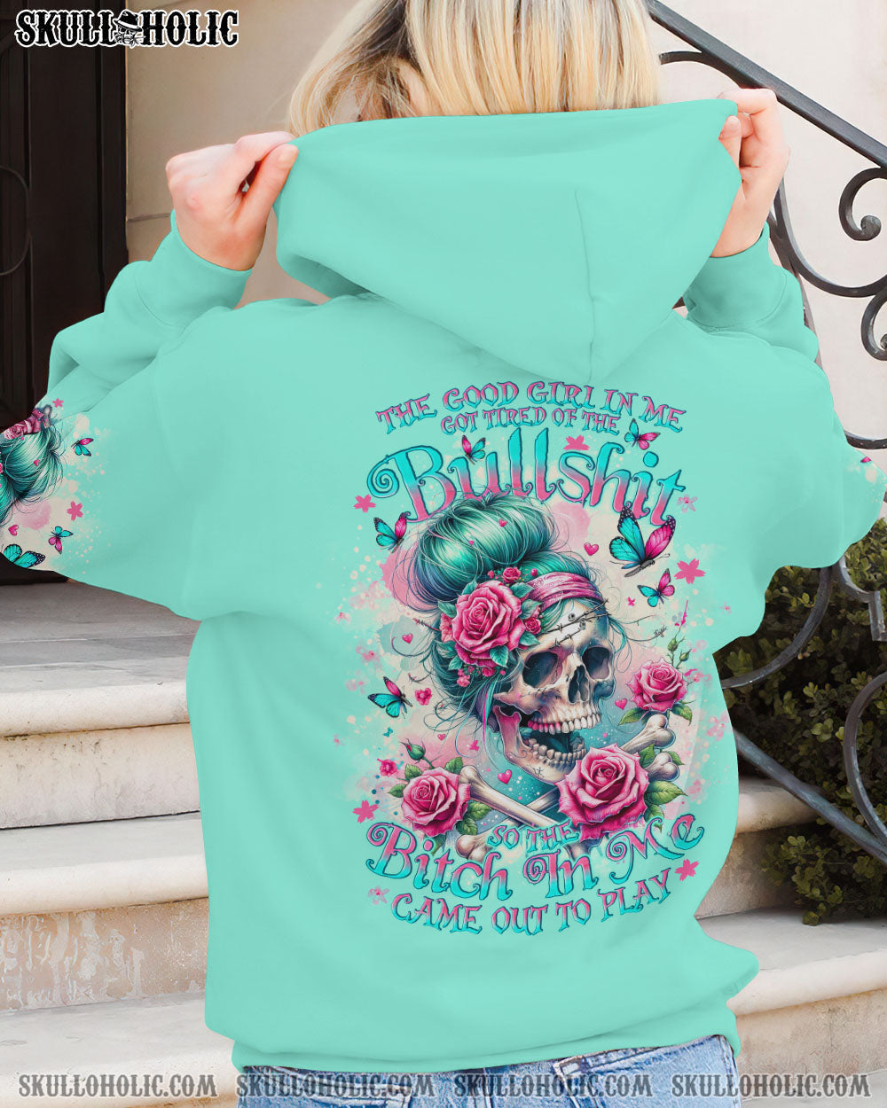 BLISSCORNERS THE GOOD GIRL IN ME MESSY BUN ALL OVER PRINT