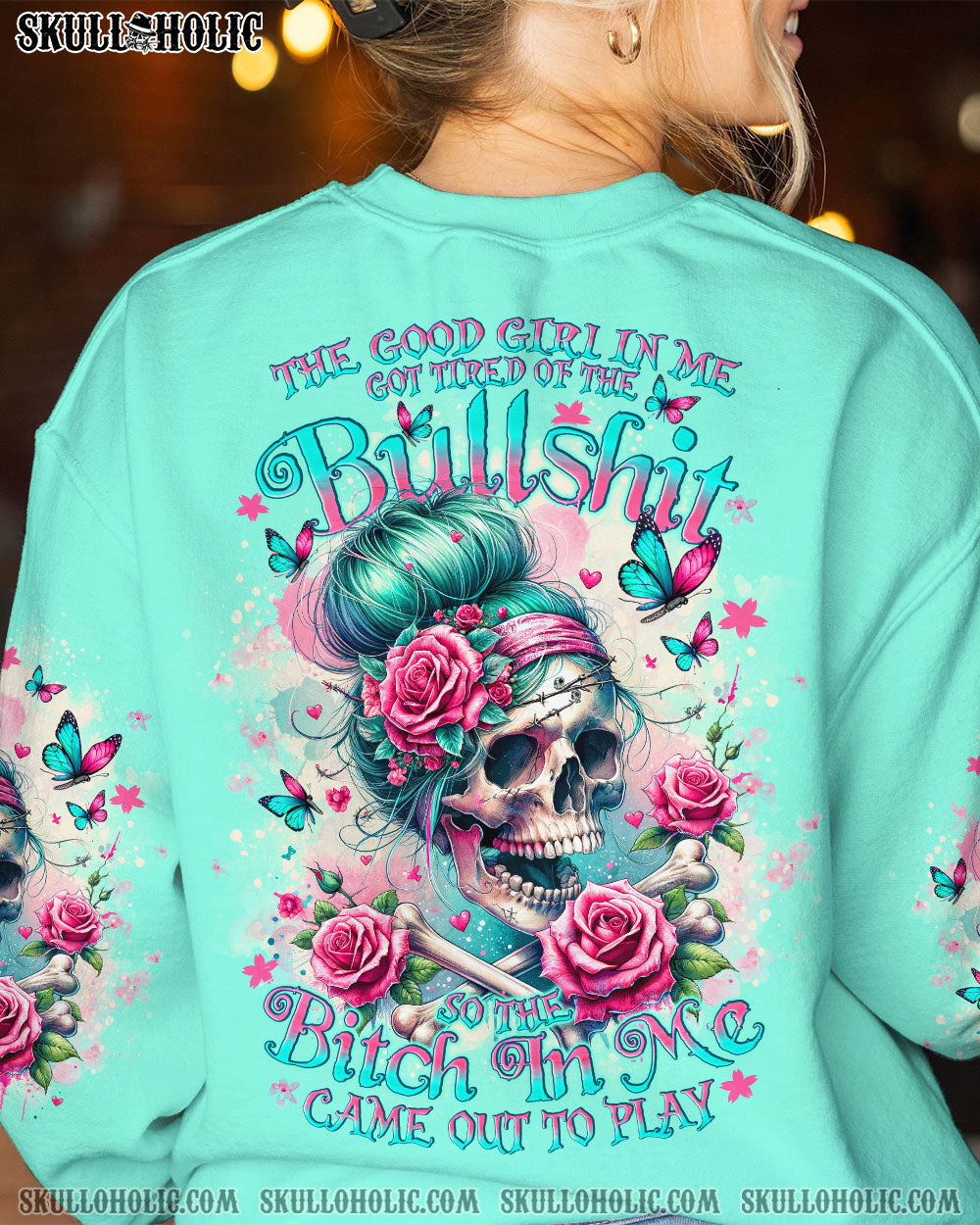 BLISSCORNERS THE GOOD GIRL IN ME MESSY BUN ALL OVER PRINT