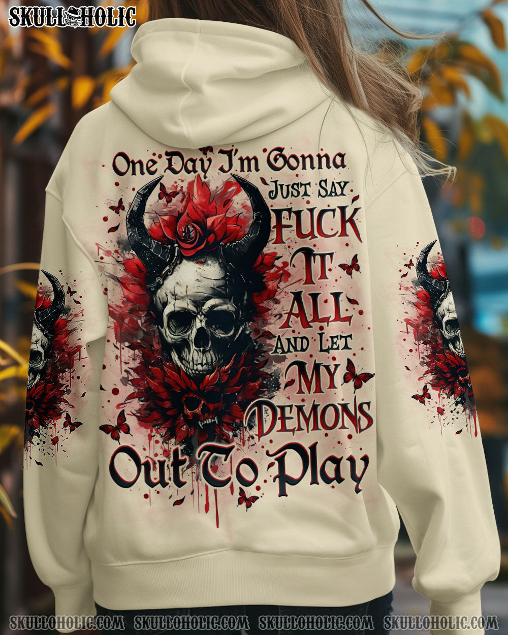 BLISSCORNERS ONE DAY I'M GONNA JUST SAY DEMON SKULL ALL OVER PRINT