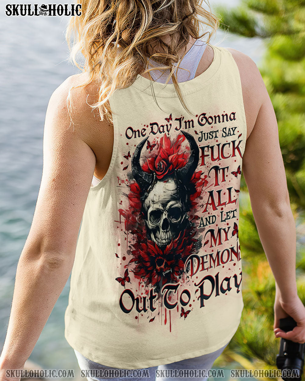 BLISSCORNERS ONE DAY I'M GONNA JUST SAY DEMON SKULL ALL OVER PRINT
