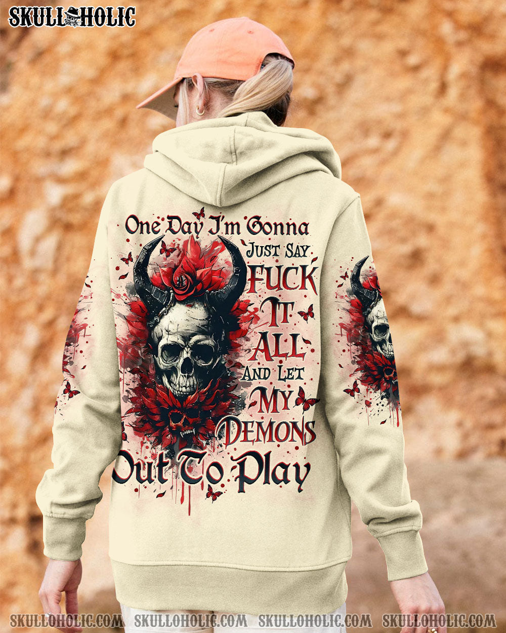 BLISSCORNERS ONE DAY I'M GONNA JUST SAY DEMON SKULL ALL OVER PRINT