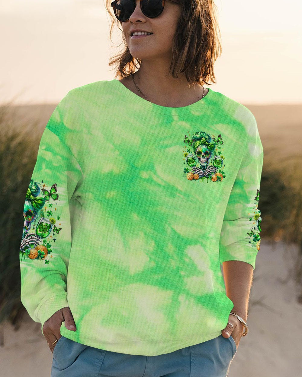 BLISSCORNERS SHE IS SUNSHINE SUNFLOWER MESSY BUN SKULL ALL OVER PRINT