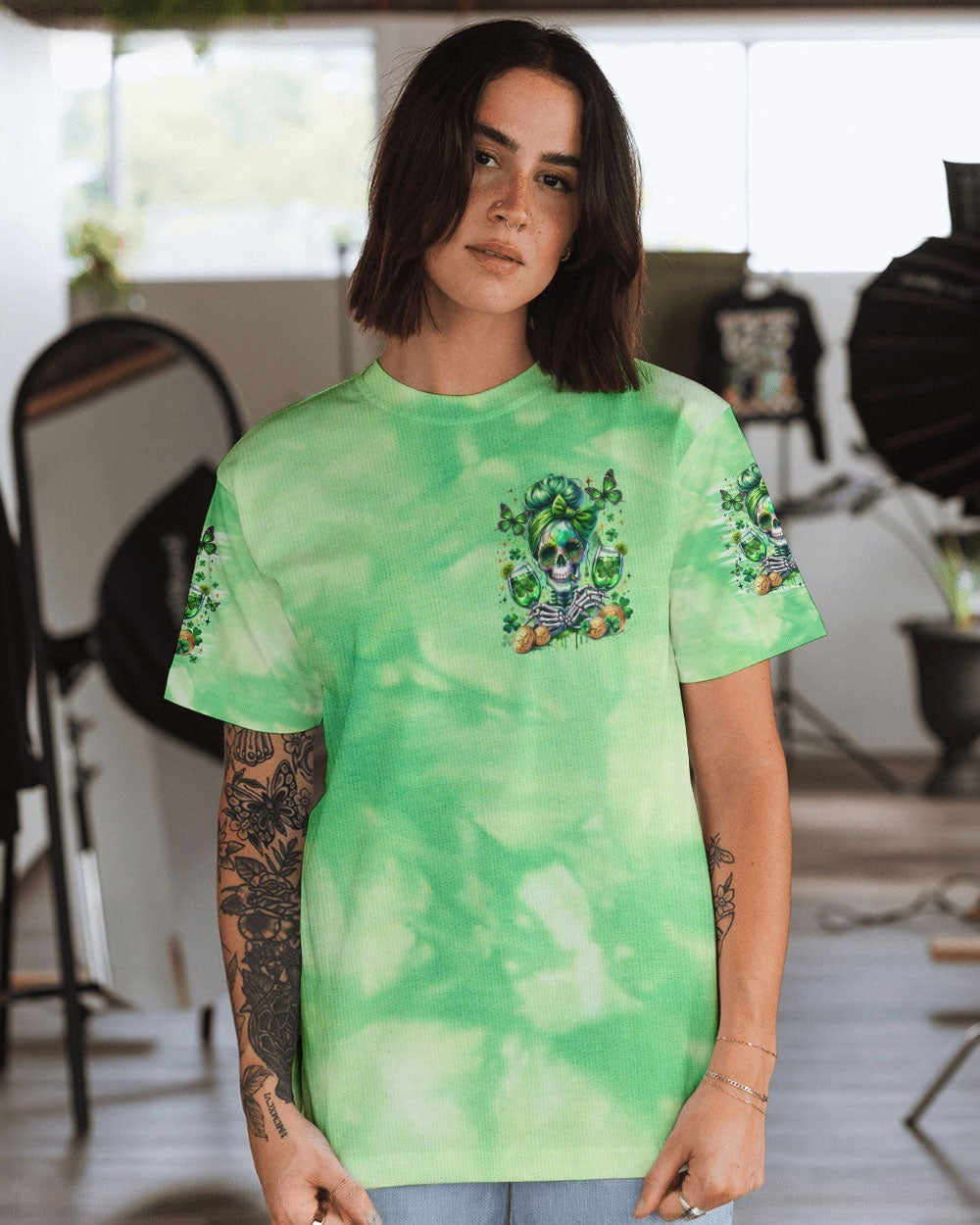 BLISSCORNERS SHE IS SUNSHINE SUNFLOWER MESSY BUN SKULL ALL OVER PRINT