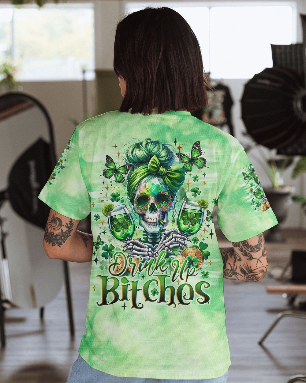 BLISSCORNERS SHE IS SUNSHINE SUNFLOWER MESSY BUN SKULL ALL OVER PRINT