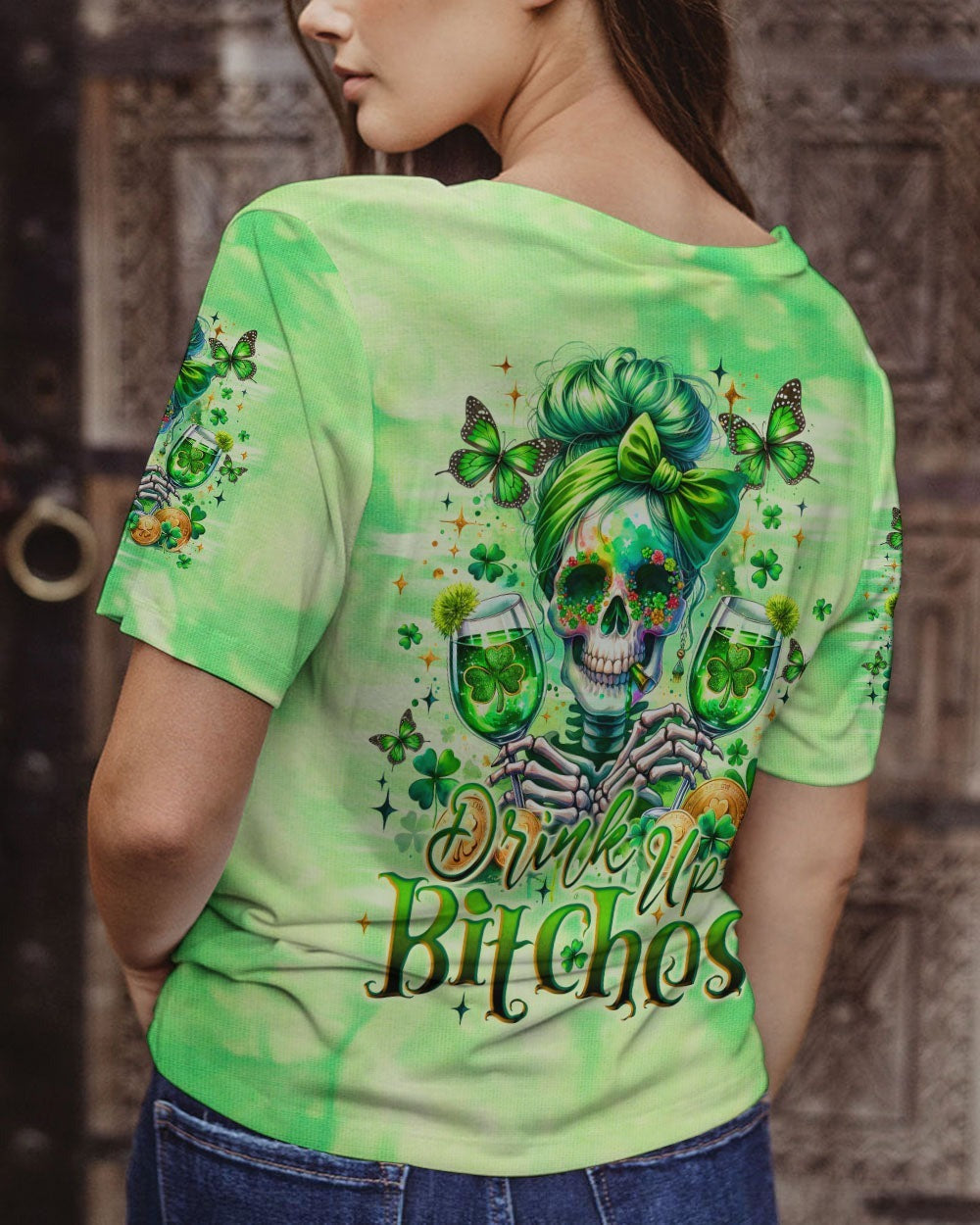 BLISSCORNERS SHE IS SUNSHINE SUNFLOWER MESSY BUN SKULL ALL OVER PRINT