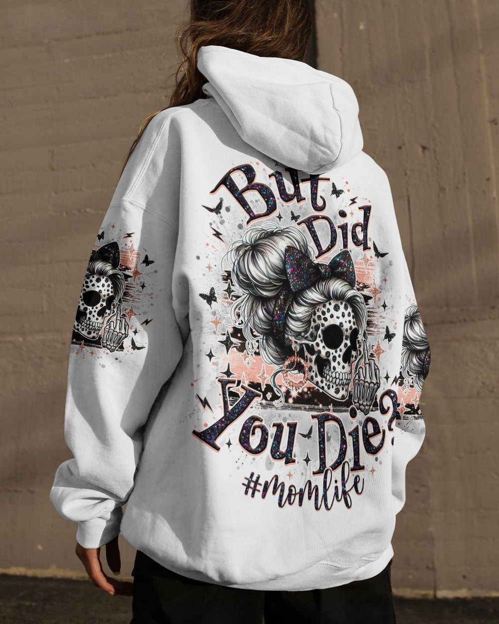 BLISSCORNERS F-BOMB MOM MESSY BUN SKULL ALL OVER PRINT
