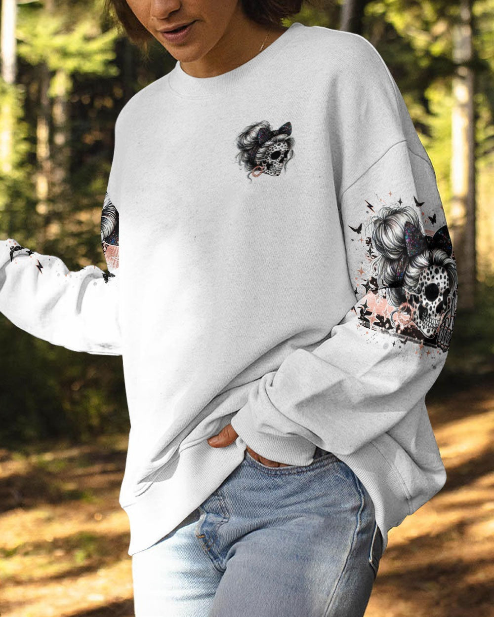 BLISSCORNERS F-BOMB MOM MESSY BUN SKULL ALL OVER PRINT