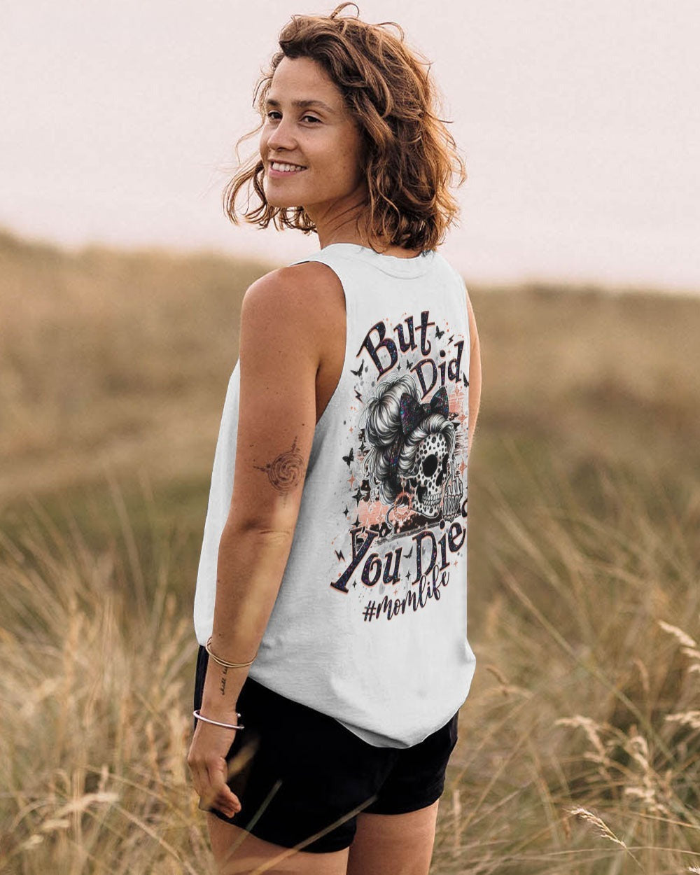 BLISSCORNERS F-BOMB MOM MESSY BUN SKULL ALL OVER PRINT