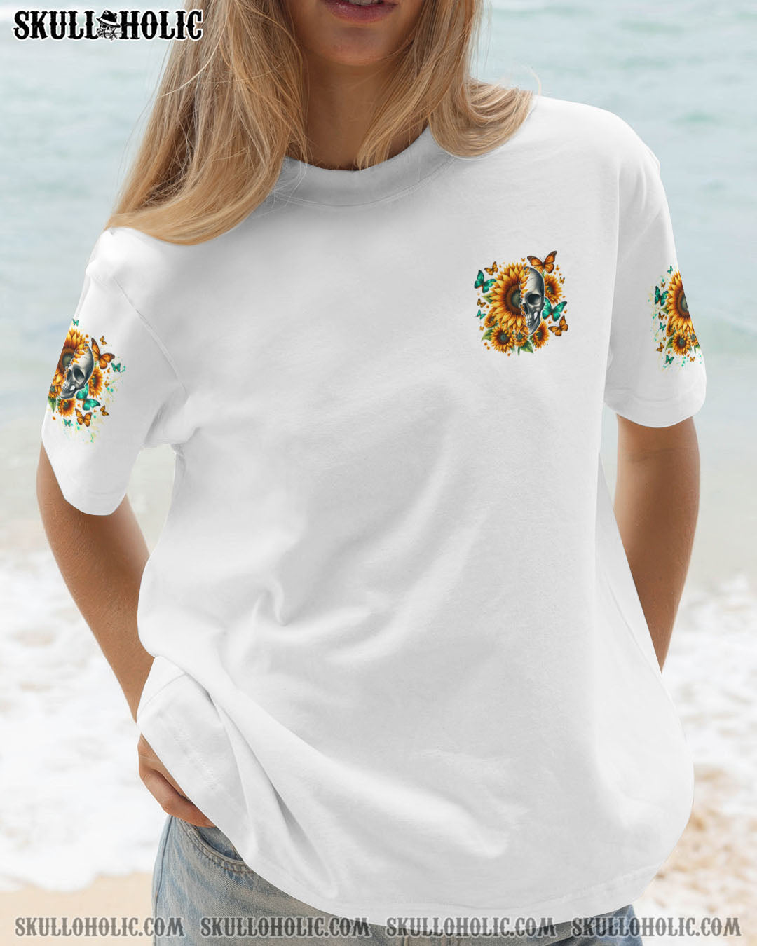 BLISSCORNERS SHE WAS A REBEL SUNFLOWER SKULL ALL OVER PRINT