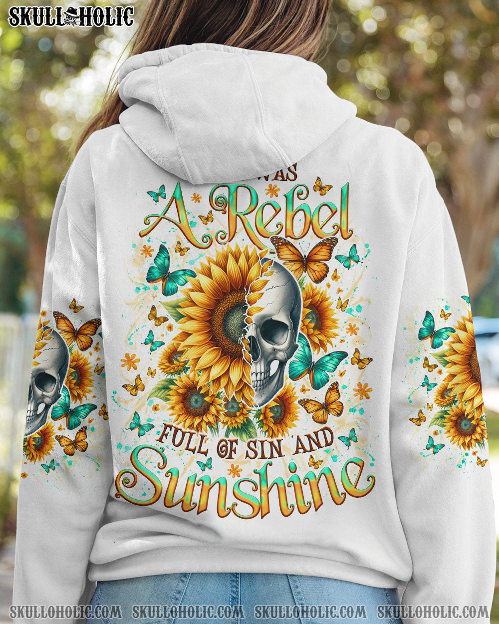 BLISSCORNERS SHE WAS A REBEL SUNFLOWER SKULL ALL OVER PRINT