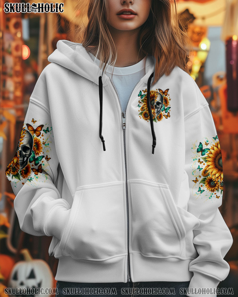 BLISSCORNERS SHE WAS A REBEL SUNFLOWER SKULL ALL OVER PRINT