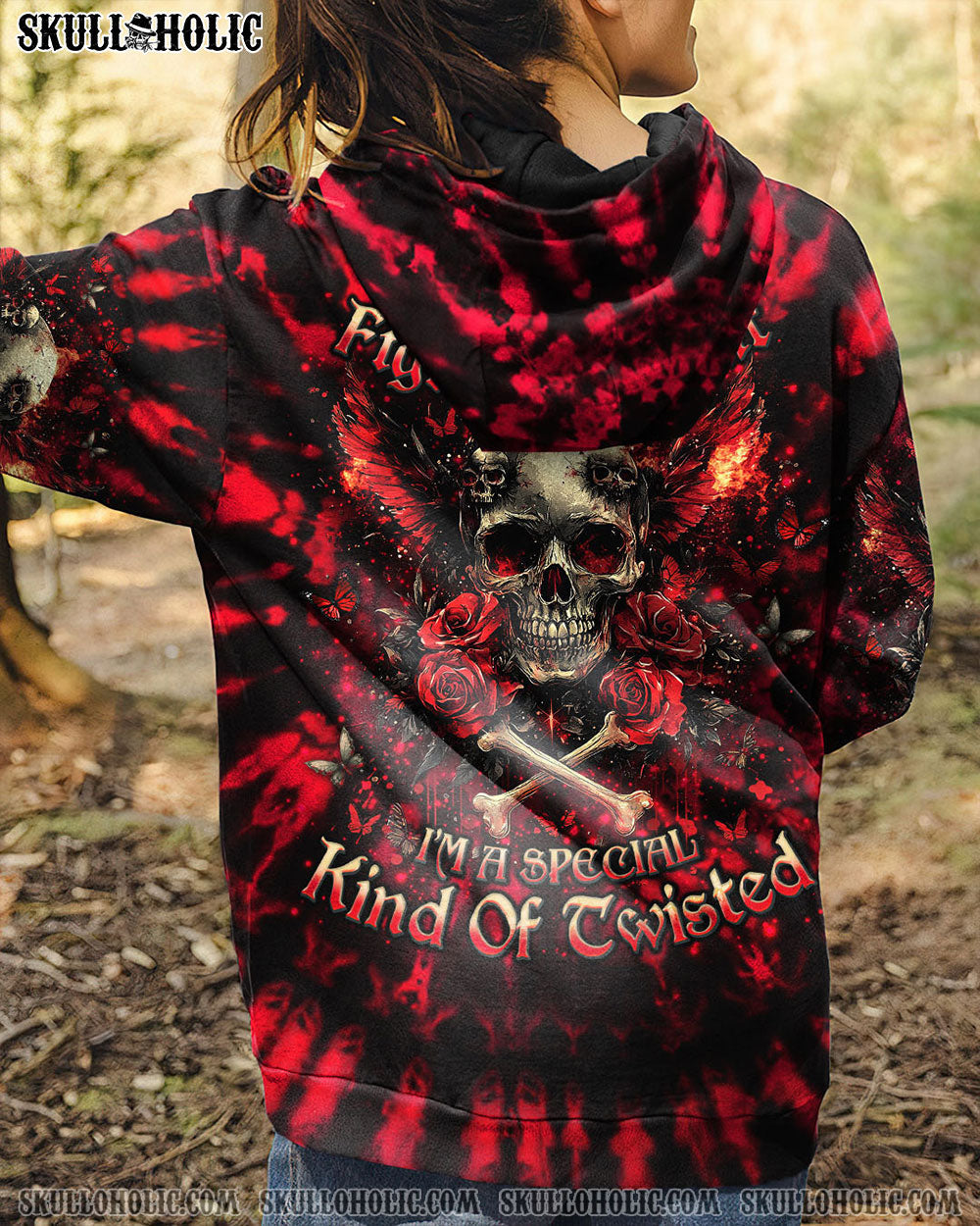 BLISSCORNERS DON'T TRY TO FIGURE ME OUT SKULL WINGS ALL OVER PRINT