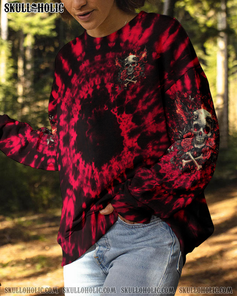 BLISSCORNERS DON'T TRY TO FIGURE ME OUT SKULL WINGS ALL OVER PRINT