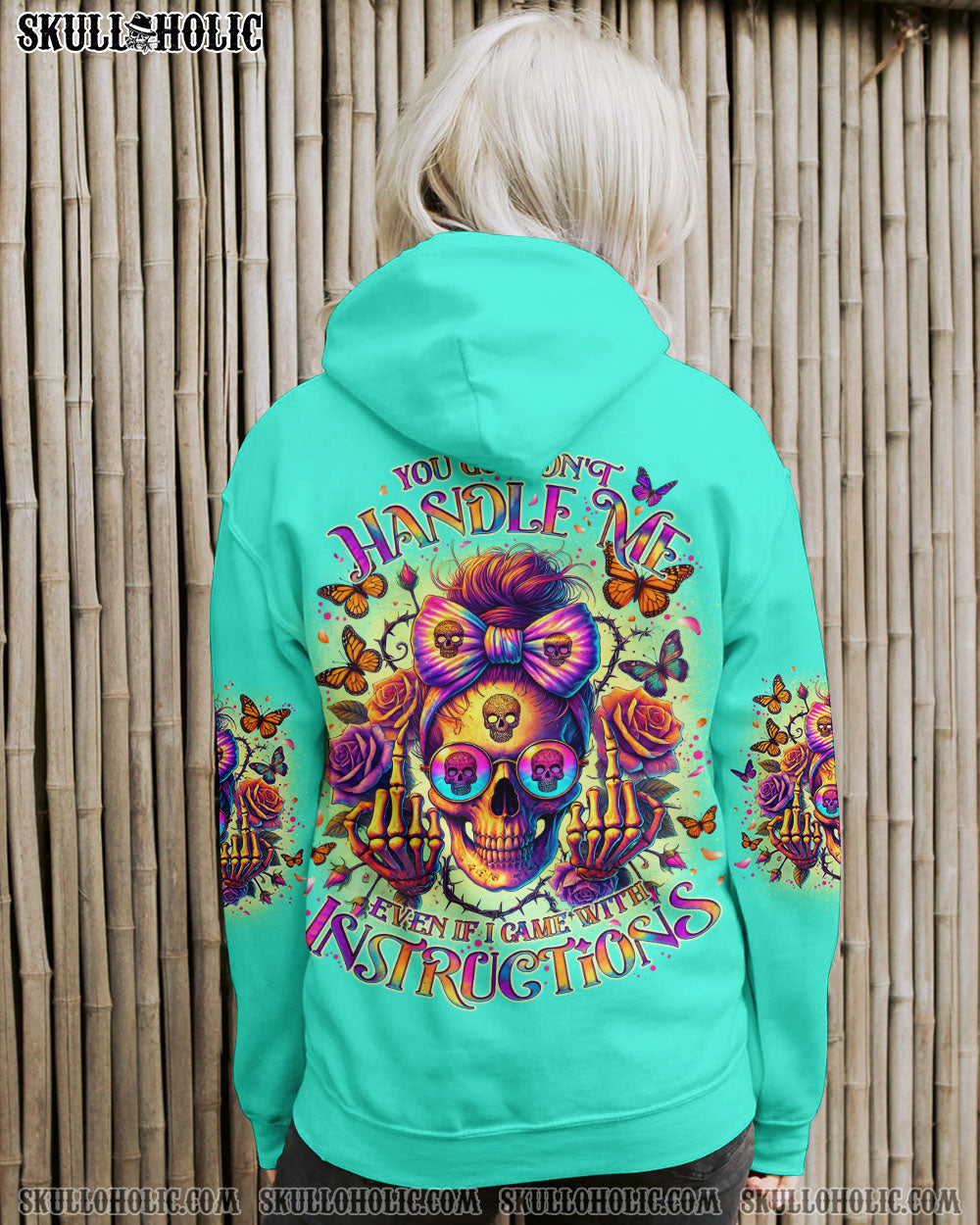 BLISSCORNERS YOU COULDN'T HANDLE ME MESSY BUN SKULL ALL OVER PRINT