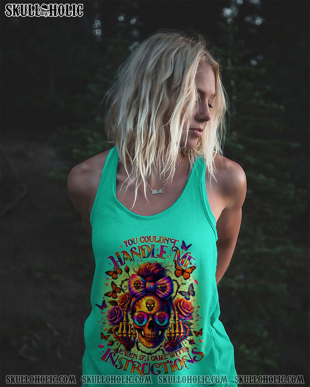 BLISSCORNERS YOU COULDN'T HANDLE ME MESSY BUN SKULL ALL OVER PRINT