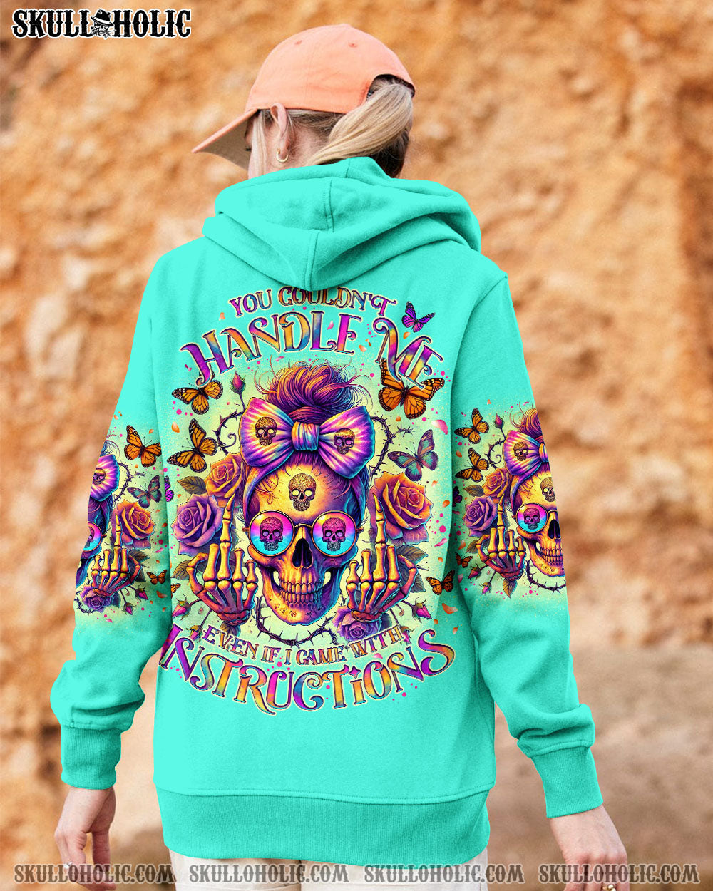 BLISSCORNERS YOU COULDN'T HANDLE ME MESSY BUN SKULL ALL OVER PRINT