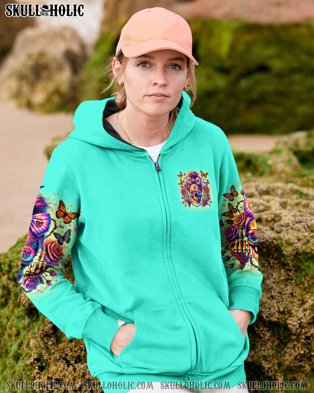 BLISSCORNERS YOU COULDN'T HANDLE ME MESSY BUN SKULL ALL OVER PRINT
