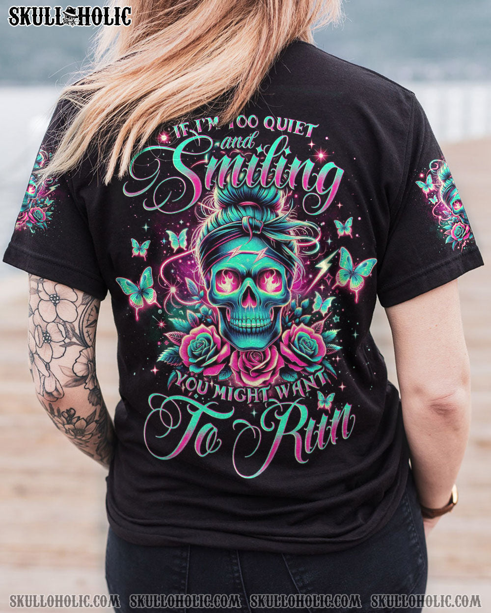 BLISSCORNERS SHE IS SUNSHINE MESSY BUN ALL OVER PRINT