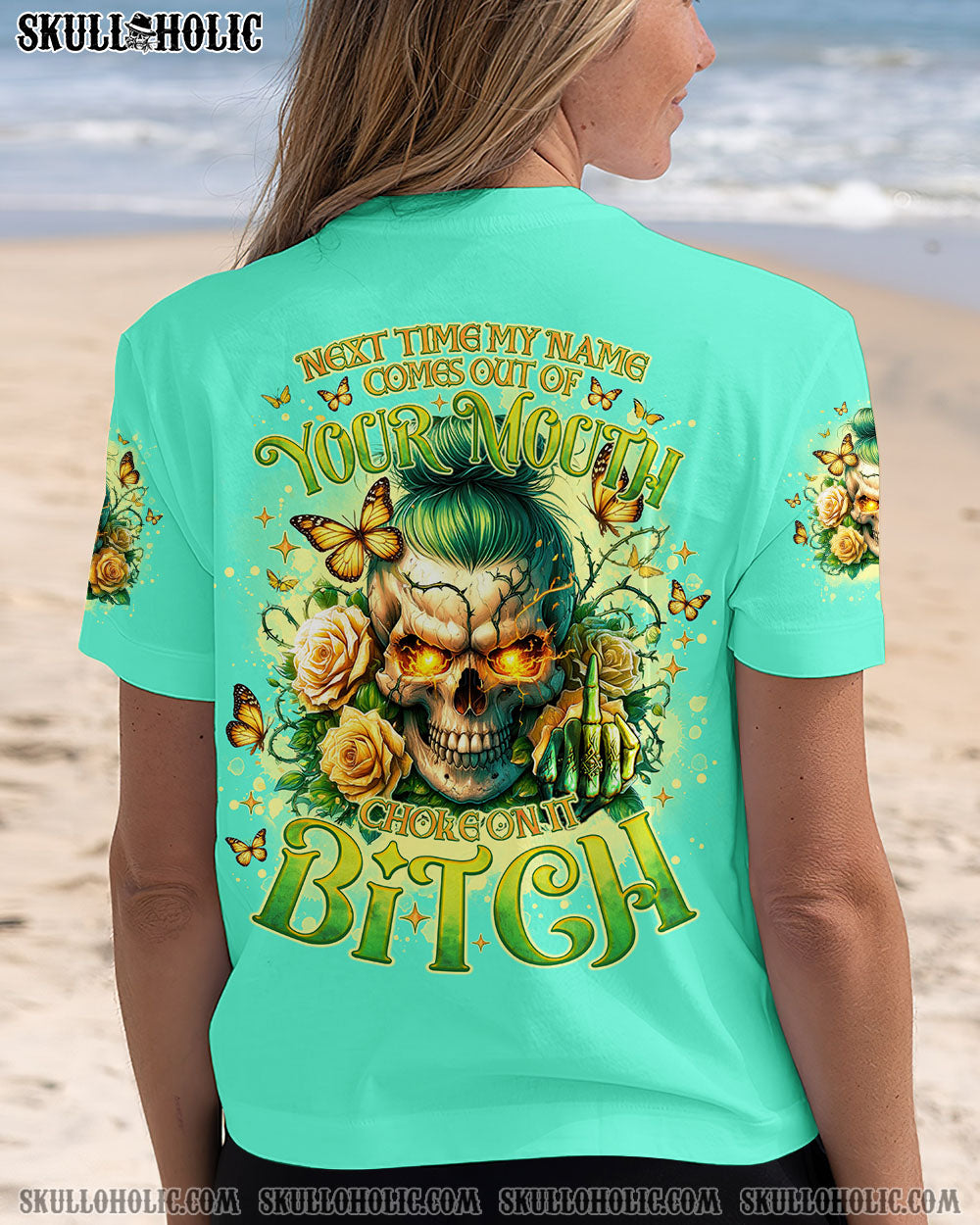 BLISSCORNERS BLAME YOURSELF SKULL MESSY BUN ALL OVER PRINT