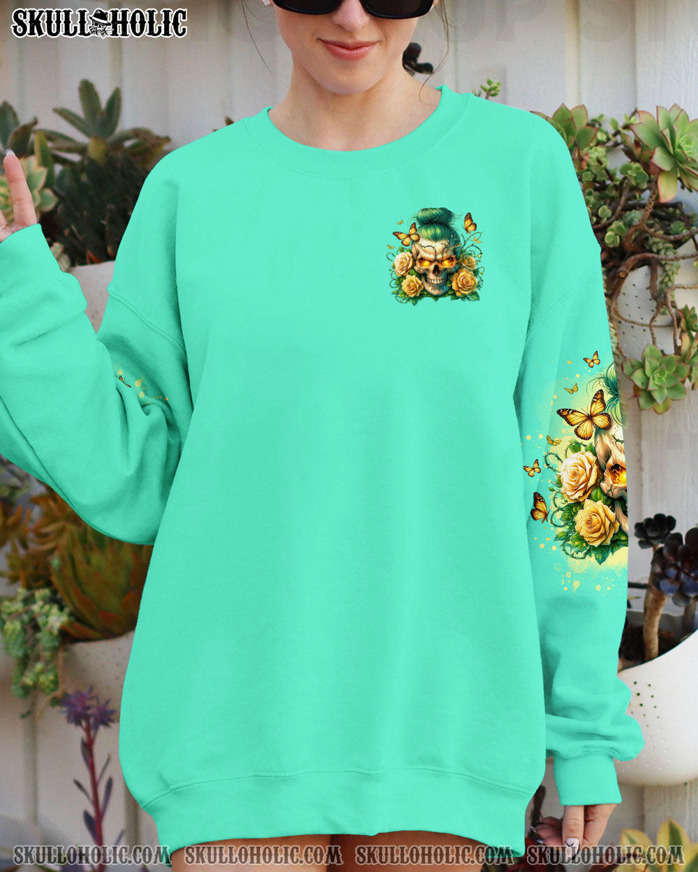 BLISSCORNERS BLAME YOURSELF SKULL MESSY BUN ALL OVER PRINT