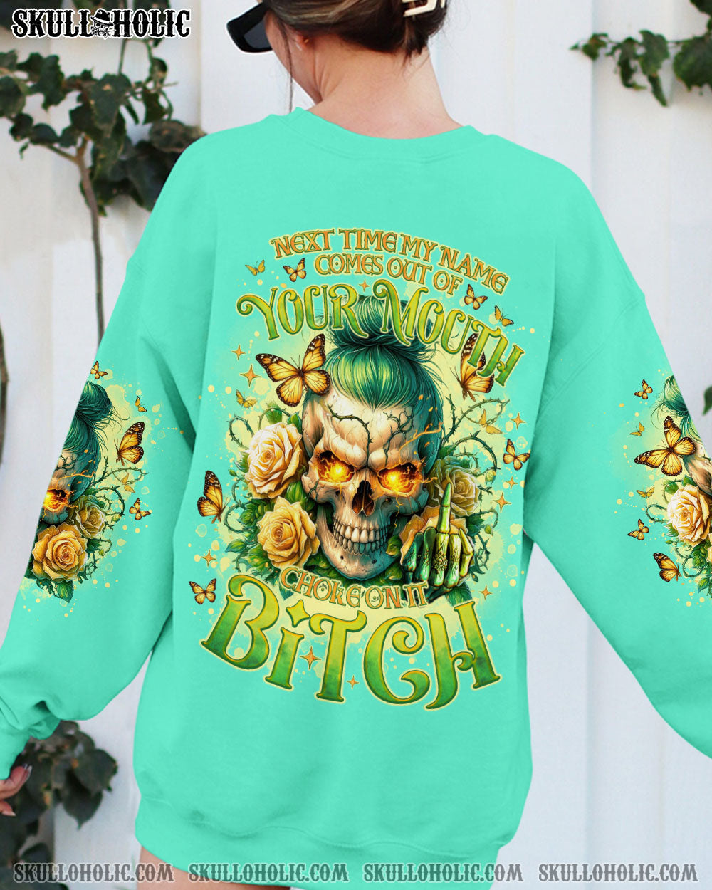 BLISSCORNERS BLAME YOURSELF SKULL MESSY BUN ALL OVER PRINT