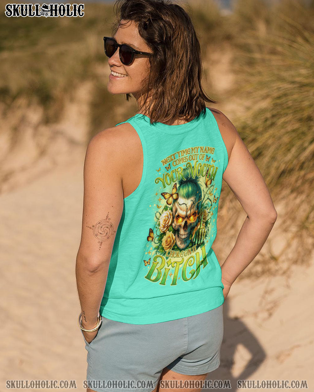 BLISSCORNERS BLAME YOURSELF SKULL MESSY BUN ALL OVER PRINT