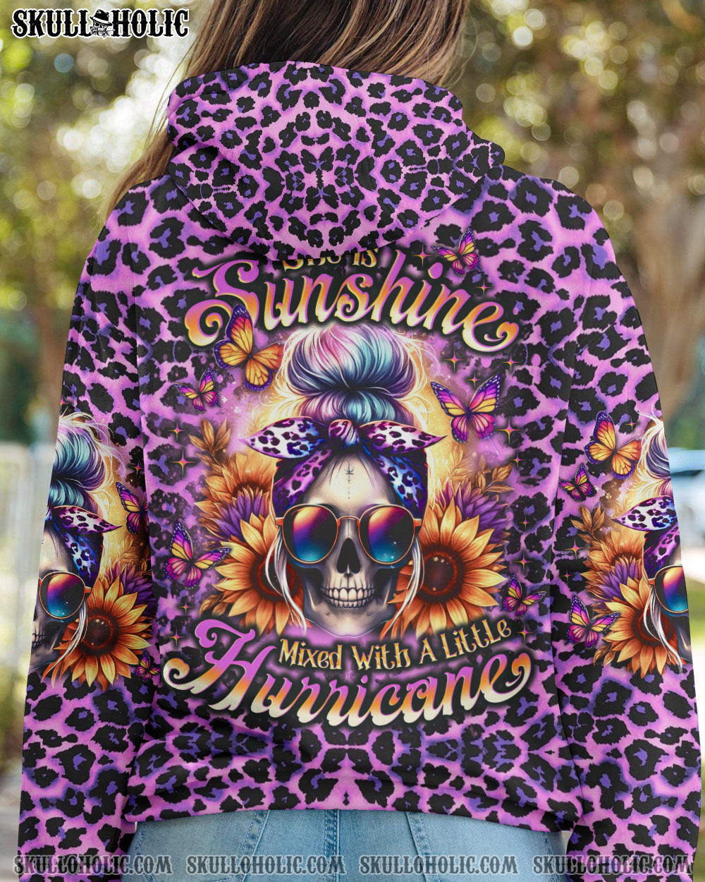 BLISSCORNERS SHE IS SUNSHINE SUNFLOWER MESSY SKULL ALL OVER PRINT