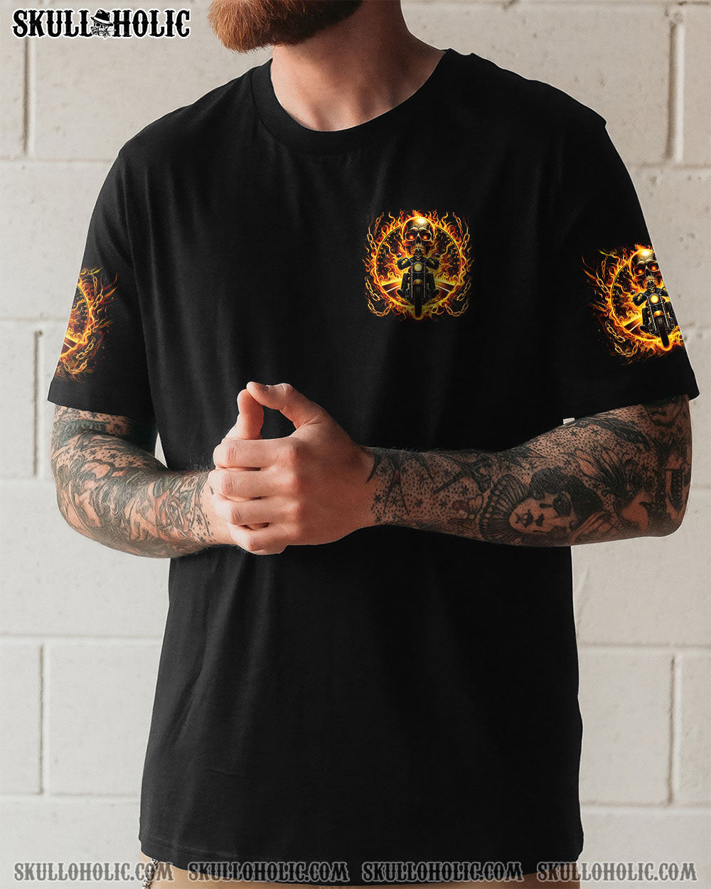 BLISSCORNERS FUELED BY GASOLINE AND RAGE BIKER SKULL ALL OVER PRINT