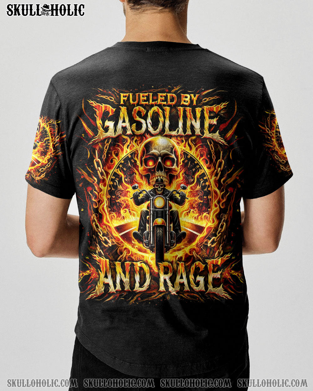 BLISSCORNERS FUELED BY GASOLINE AND RAGE BIKER SKULL ALL OVER PRINT