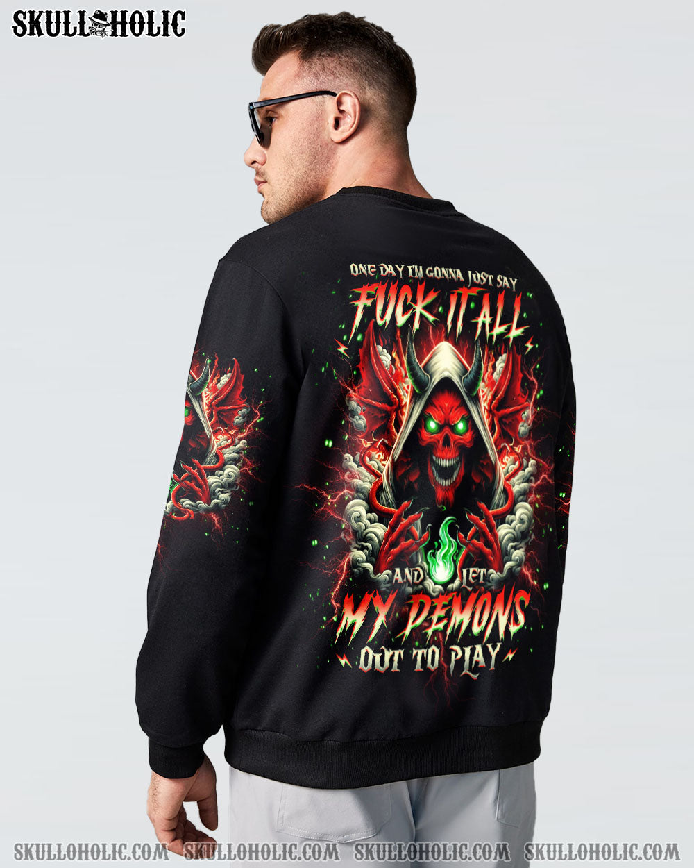 BLISSCORNERS ONE DAY I'M GONNA JUST SAY DEMON SKULL ALL OVER PRINT