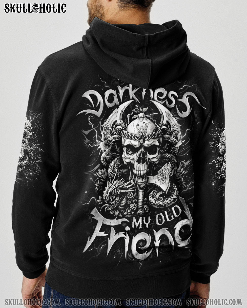 BLISSCORNERS HELLO DARKNESS MY OLD FRIEND AXE SKULL ALL OVER PRINT