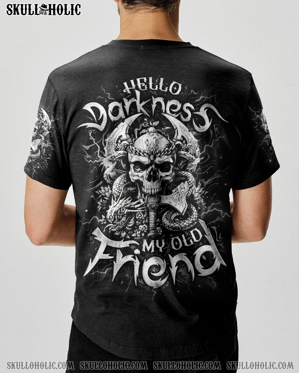 BLISSCORNERS HELLO DARKNESS MY OLD FRIEND AXE SKULL ALL OVER PRINT
